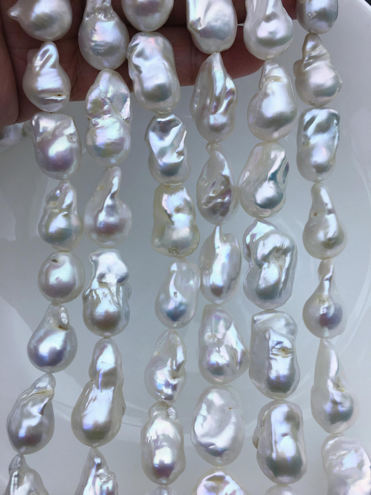 15.5'' AA 12-15mm white flame ball pearl,FL15-2A-5-6