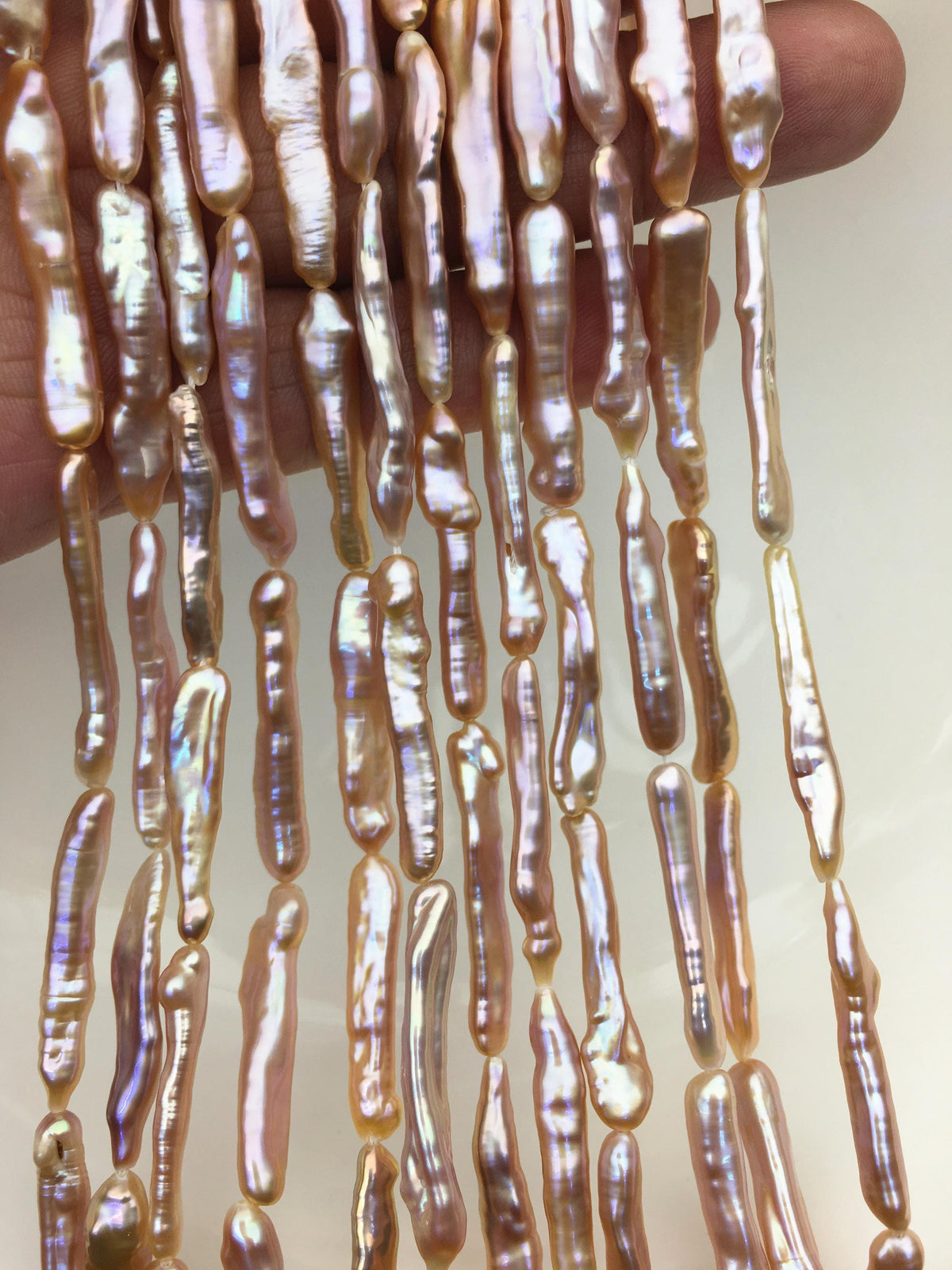 15.5'' AAA 5-7mm natural light purple rainbow Toothpick pearls,ZS-80-25-5