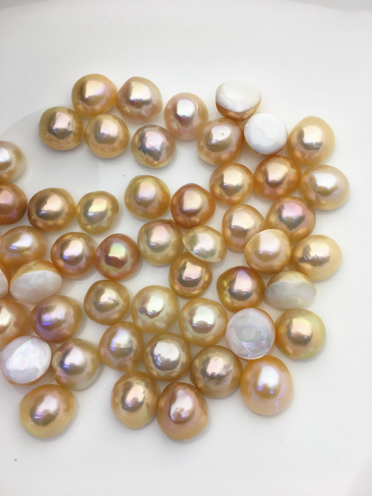 10pcs AAA 12-13mm Natural Orange Rainbow Baroque Mabe Natural Rainbow Freshwater Pearls,no hole,MB-T43