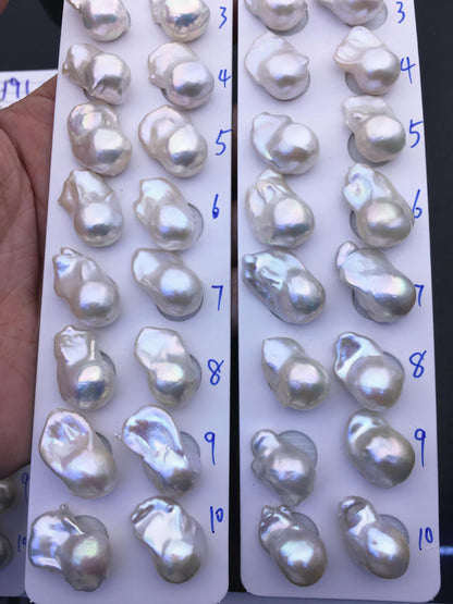 AAA 13-15x18-22mm White Flame ball Pearl Pairs - large Baroque freshwater pearl pairs,top half hole,FL15-3A-8-75