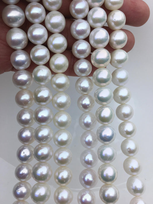 AAA- 10-12mm white round freshwater pearls, loose pearl beads, round pearl string, pearl necklace DIY jewelry material, RP11-3A-6