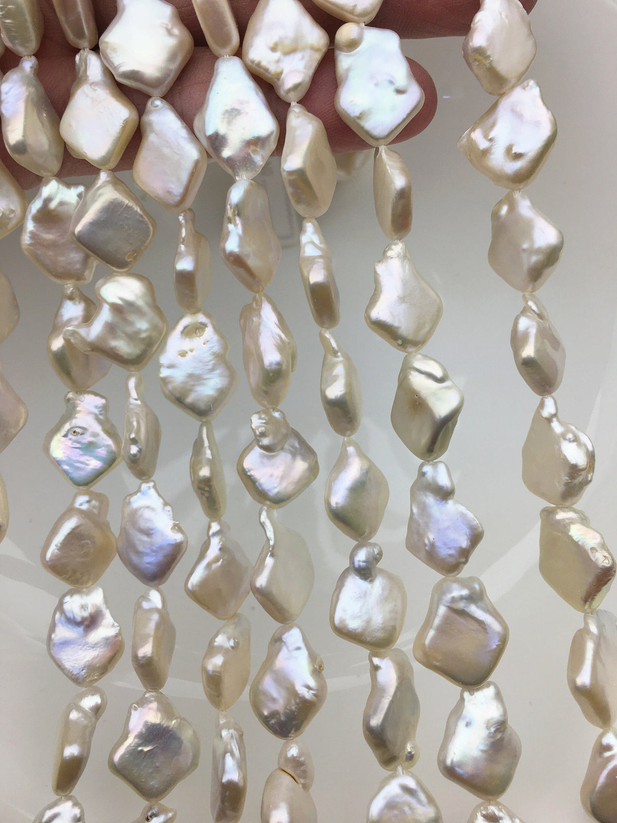AA 13-14mm white square Shape Freshwater Pearl,ZS-113-4