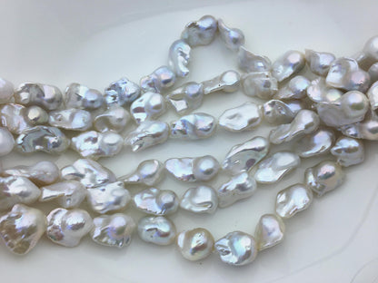 15.5'' AAA 12-15mm White flame ball freshwater pearl,FL15-3A-7-17