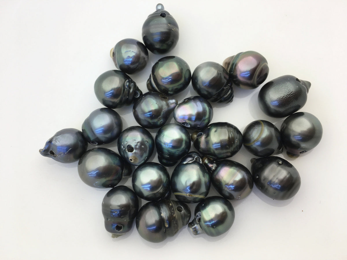 12-14mm Big Drop Tahitian Pearl Leather Necklace, Black Pearl, Black Leather Pearl necklace, Le11-011