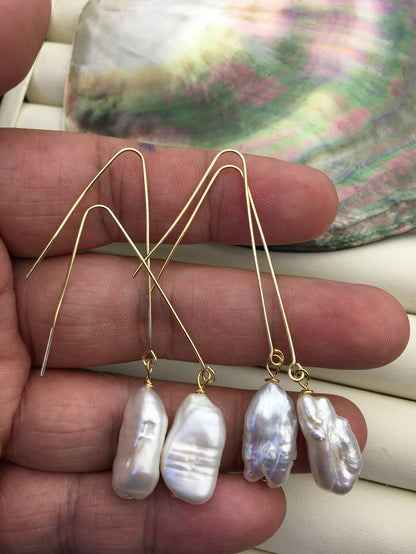 1 pair Natural White Keshi freshwater pearl stud earrings,wedding pearl earrings,SE3-131-42