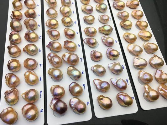 1 pair AAA 13-15mm Natural pink peach Rainbow Flame ball Pearl Pairs - large Baroque freshwater pearl pairs, Fire Ball Pearl, FL15-3A-8-23