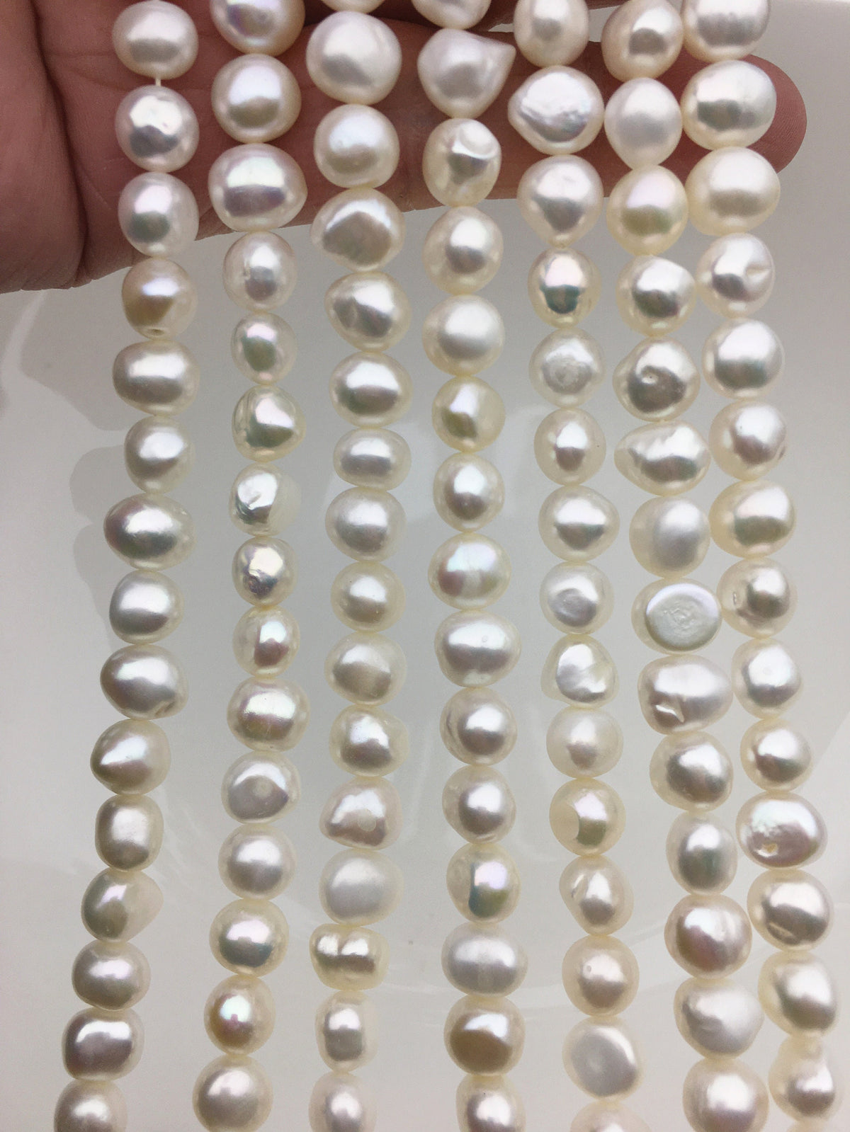 AA+ 7.3-8x8-10mm white nugget freshwater pearls,white cultured freshwater nugget pearl bead string,LM8-3A-1