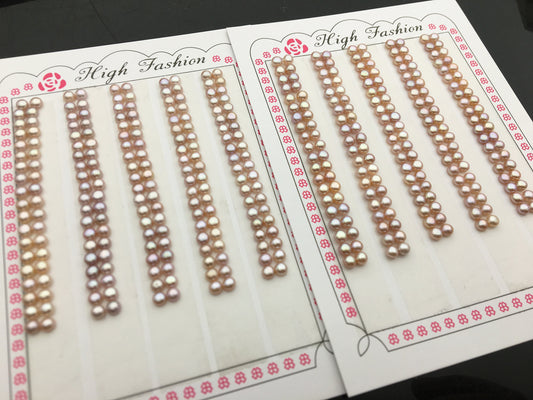 5 pairs AAA 3-3.5mm Purple Seed Button Round freshwater Pearls, loose pearl, for make pearl earring material, half drilled, BTN3-4A-7