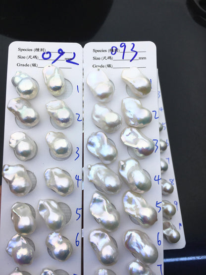 AAA 12-16x18-22mm White Flame ball Pearl Pairs - 0.9mm top half hole,large Baroque freshwater pearl pairs,FL15-3A-8-50