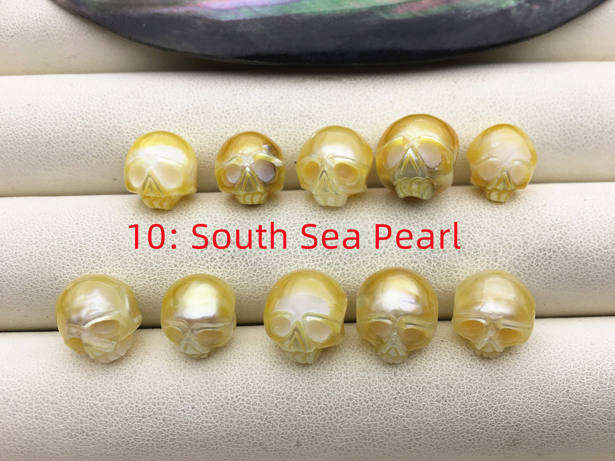 50% OFF 1pc AAA White/Pink/Purple/Gray/Black 7-11mm HandMade Carved Skull Freshwater Pearl Beads For necklace pendant earrings, CAC-006