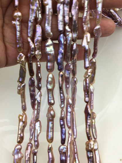 15.5'' AAA 5-8mm natural purple rainbow Toothpick pearls,ZS-80-25-8