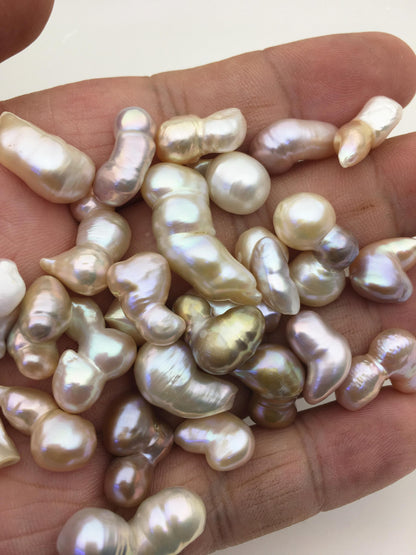 57pcs AAA 7-12mm natural color baroque freshwater pearls, no hole,ZS-T54