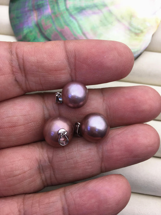 1pc AAA 11-12mm purple round freshwater pearl pendant,- NC1-044