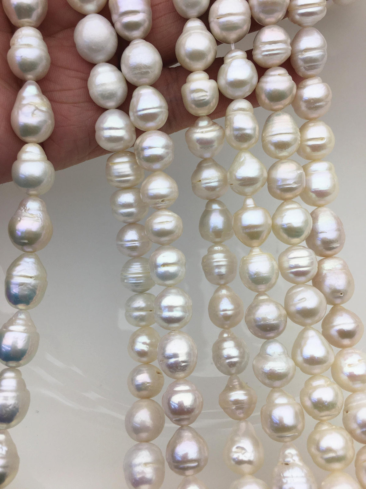 15.5'' AA 9-11mm white drop Edison Freshwater Pearl,ED12-T15