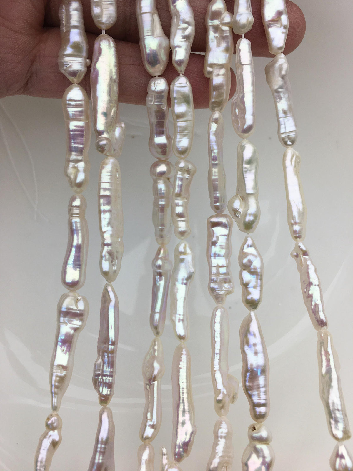 15.5'' AA+ 4-7mm White Toothpick pearls,ZS-80-18