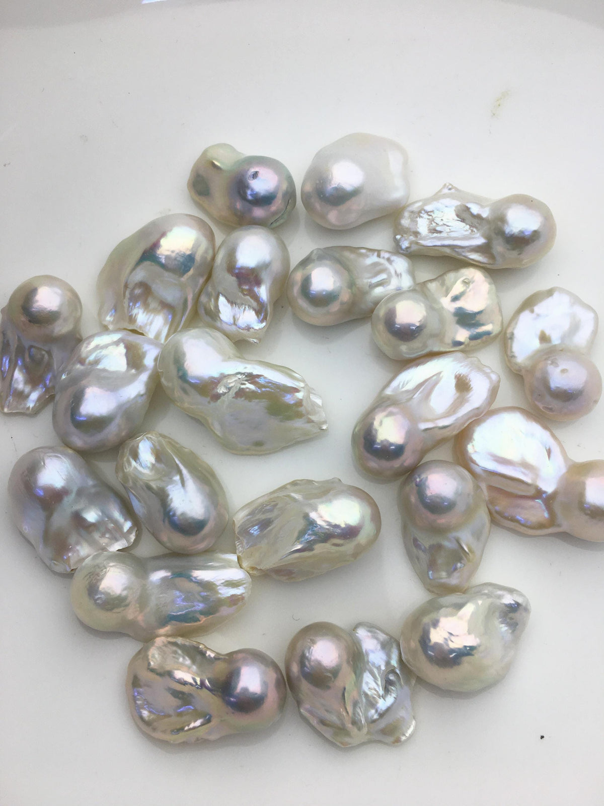 10pcs A+ 13-15mm White Flame ball Pearl - no hole,FL15-T5