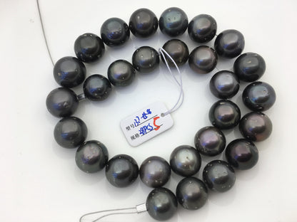 15.5'' A 13-15mm Black Round Shape tahitian pearl,TH12-2A-13-1