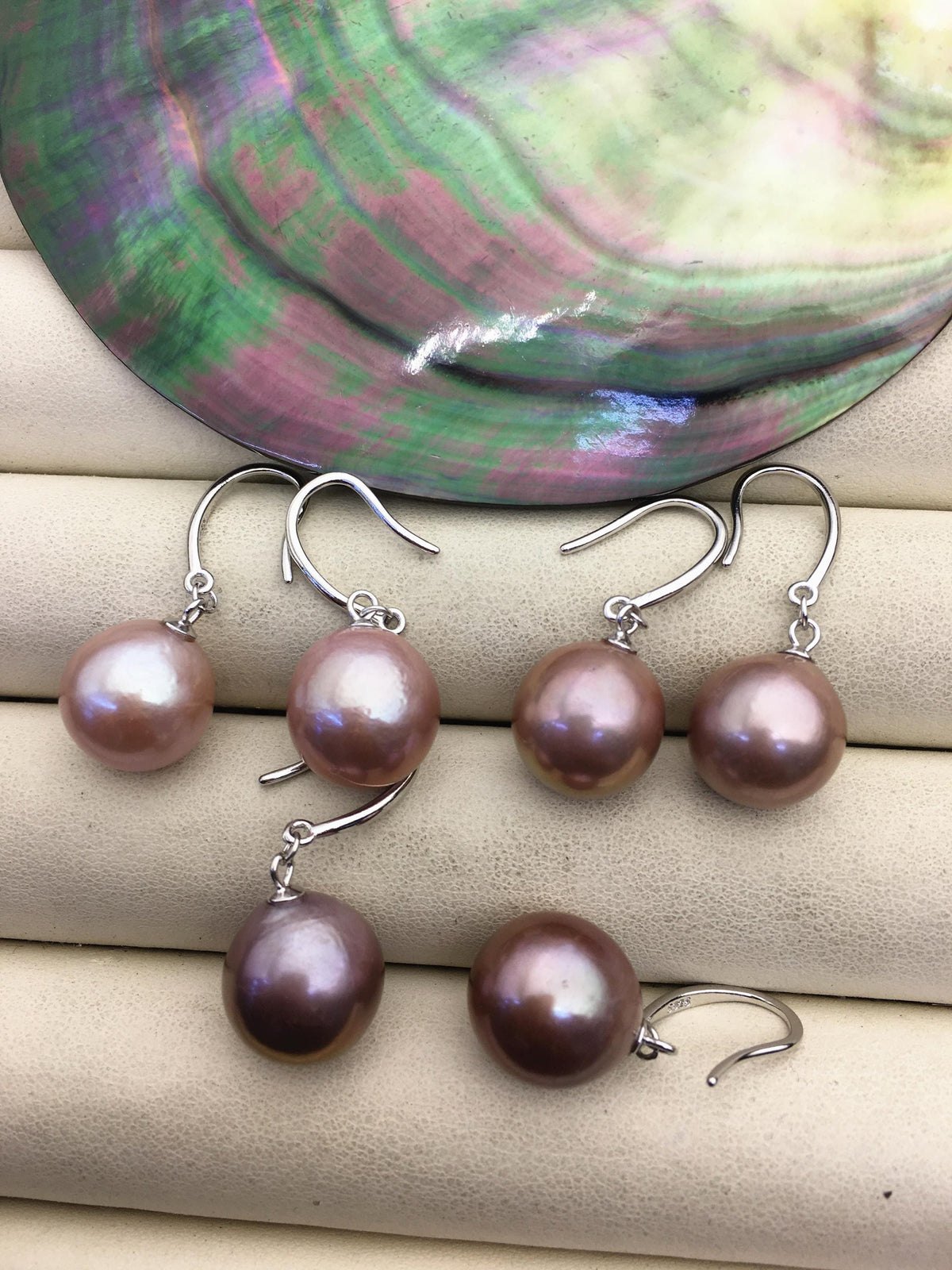 Stunning Purple Edison Pearl Drop Earrings | AAA 11-12mm Freshwater Pearl