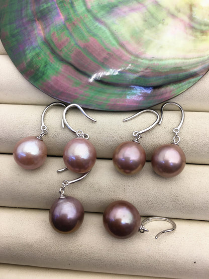 Stunning Purple Edison Pearl Drop Earrings | AAA 11-12mm Freshwater Pearl