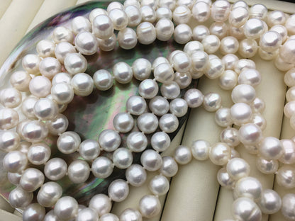 67'' 9mm White Near Round Potato Pearl Necklace,NPN1-089