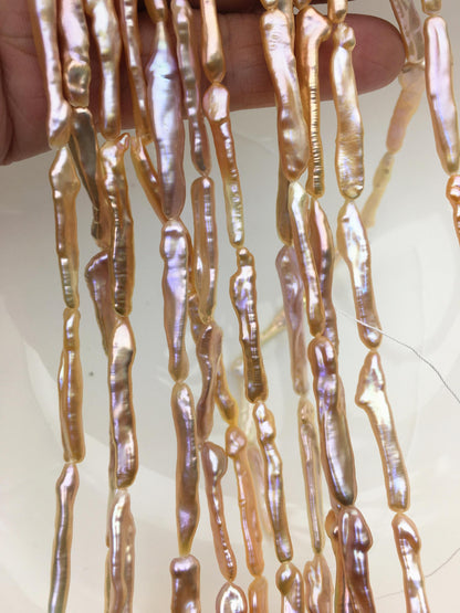15.5'' AAA 4-6mm natural orange rainbow Toothpick pearls,ZS-80-25-12