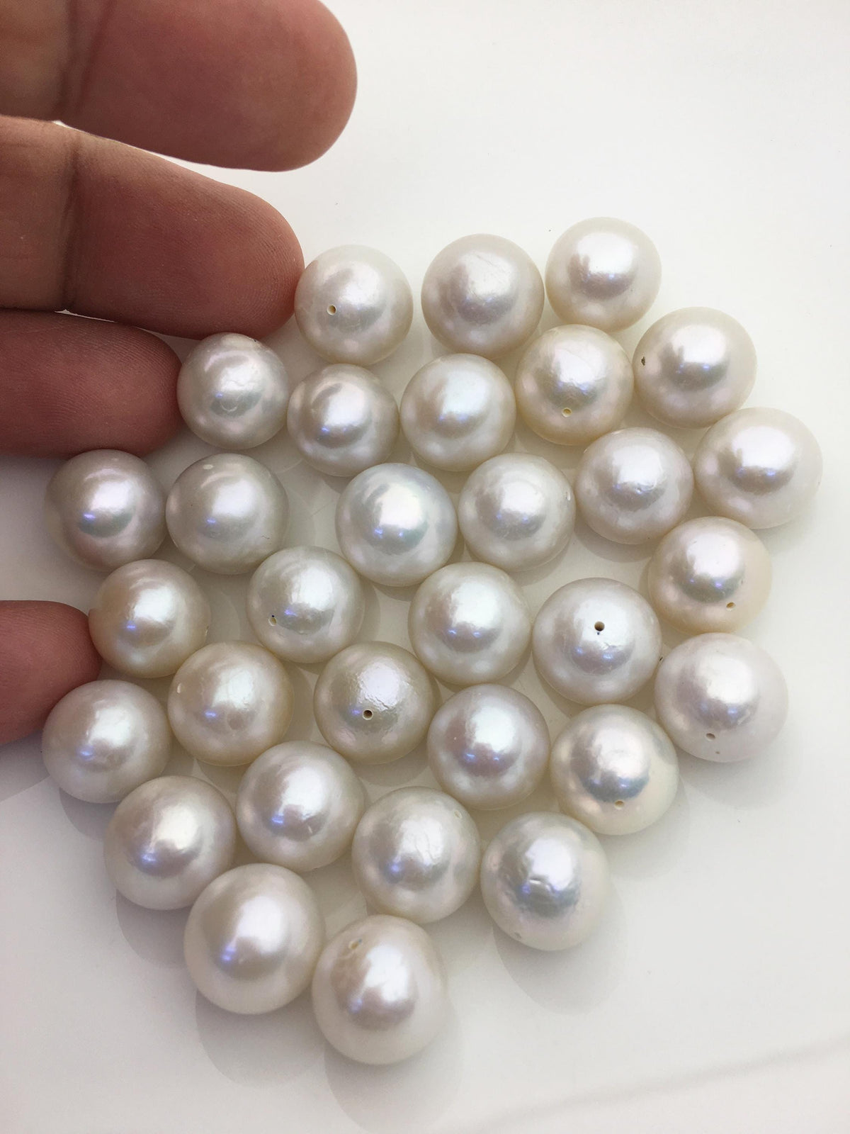 10pcs AA 13-14mm White Round edison freshwater pearl,half hole,RP13-T4