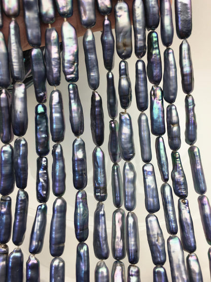 15.5'' AA+ 6-8mm Black Blue rectangle pearls,ZS-80-25-18