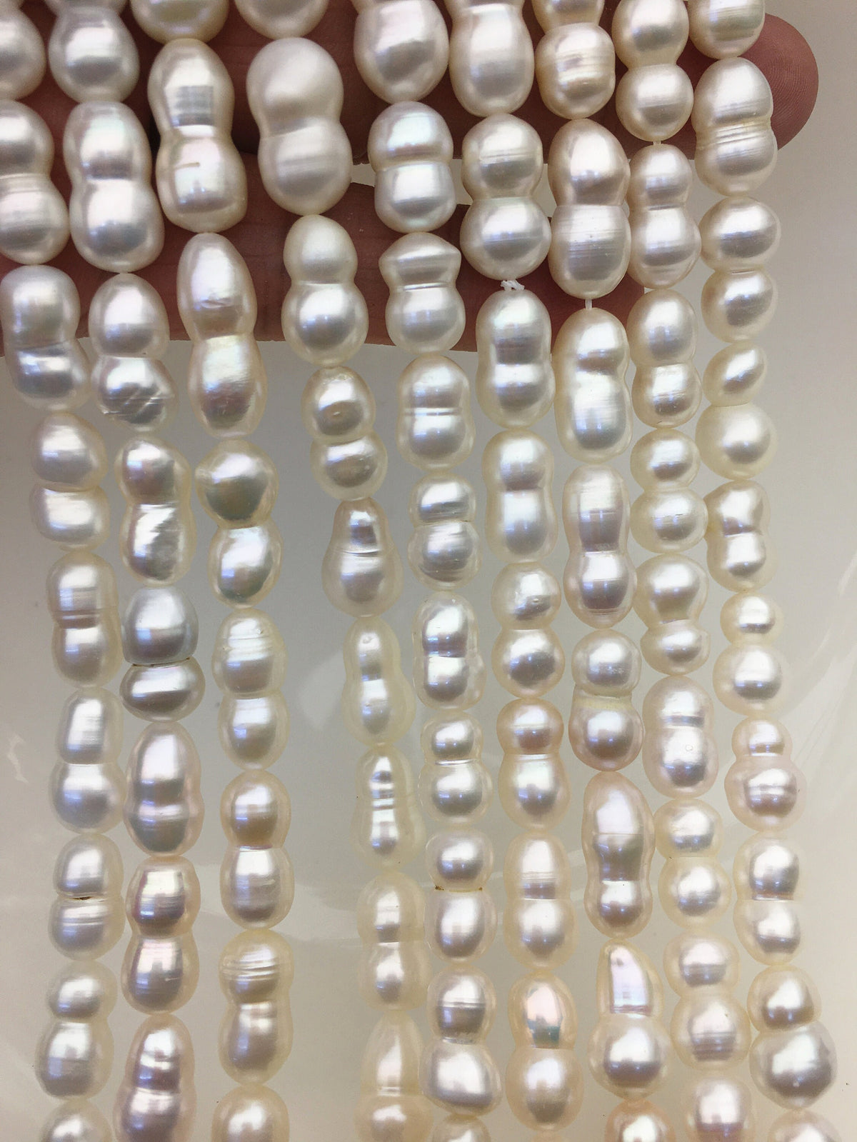 AAA 8-10mm White Gourd baroque pearls strand-white pearl,Grade White Baroque Gourd,DIY,high luster,ZS-114-15