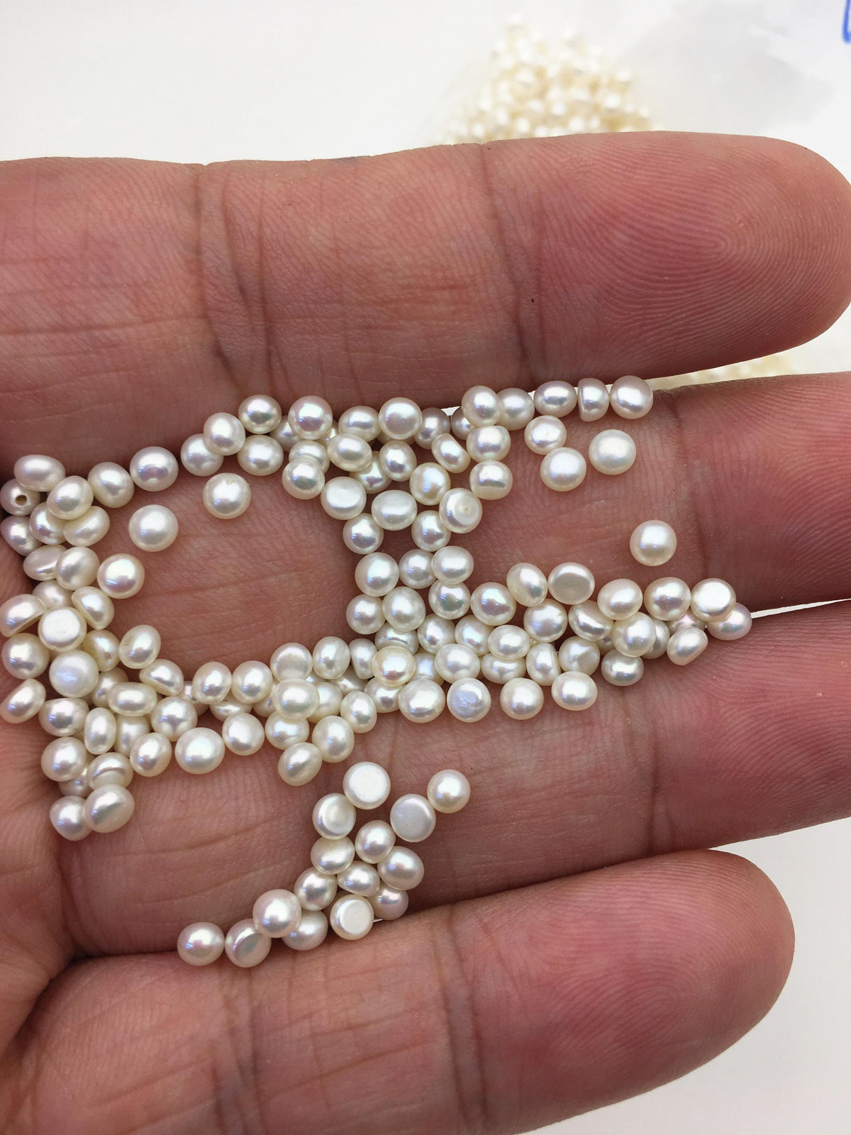 30pcs AAA 3-3.5mm White Seed Button freshwater Pearls,no hole,BTN3-T3