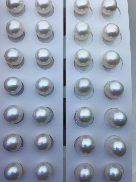 2 pairs AAA 12-13mm White Round edison freshwater pearl,no hole, RP12-3A-1