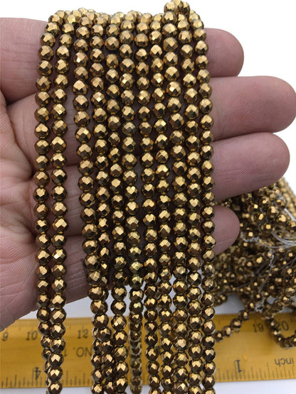 Hematite Brown,4mm Faceted Round,AAA, 105pcs,15.5 inches,G50-R4-007