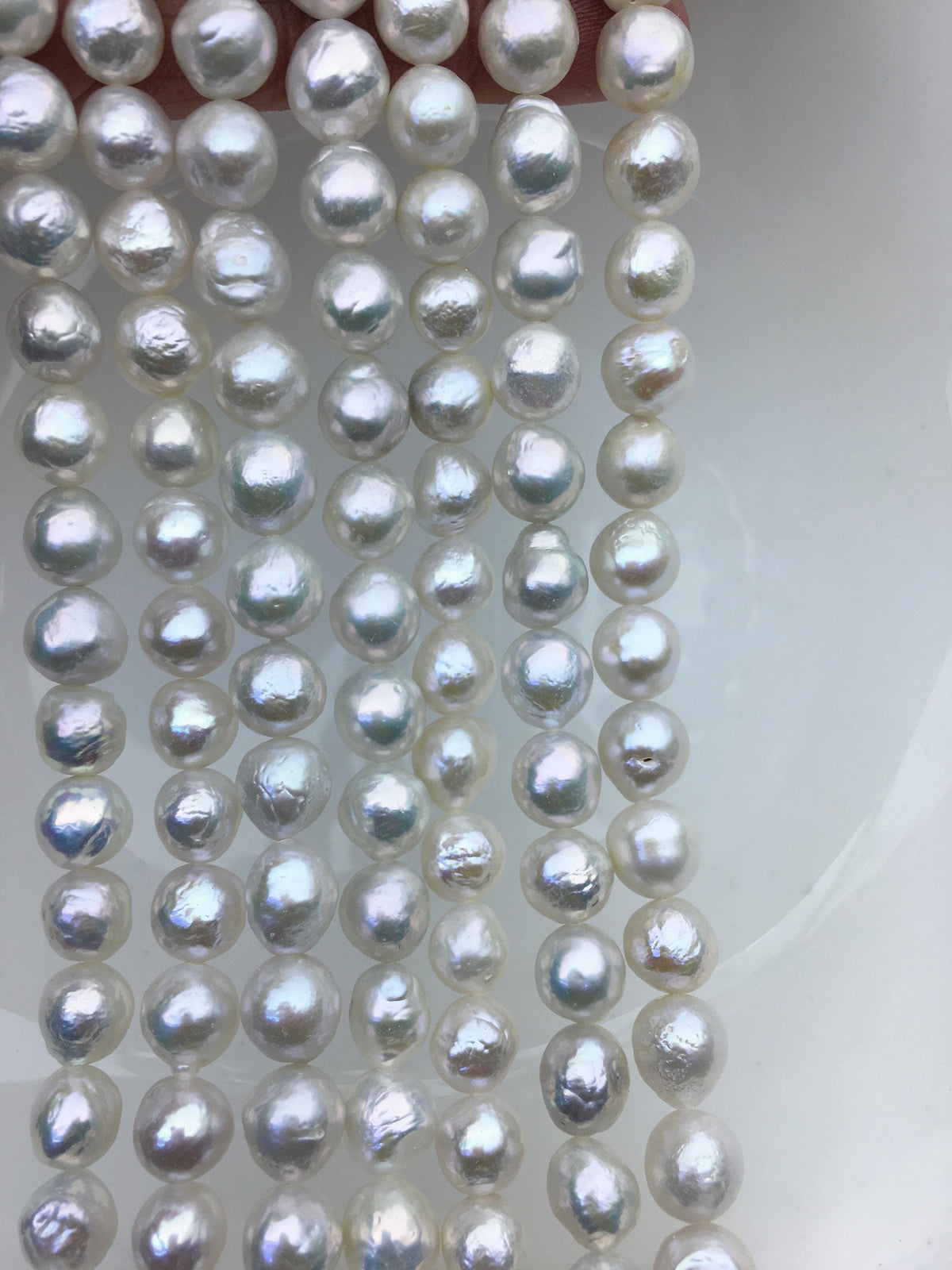 AA+ 8-10mm white baroque near round Edison Freshwater Pearl,ED12-2A-5-47