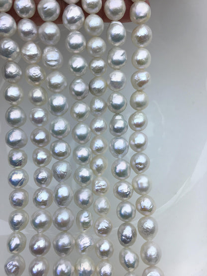 AA+ 8-10mm white baroque near round Edison Freshwater Pearl,ED12-2A-5-47