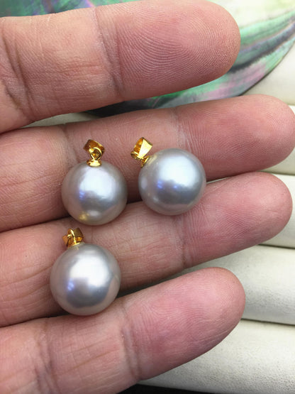 1pc AAA- 13-14mm big gray round freshwater pearl pendant,- NC1-027-1