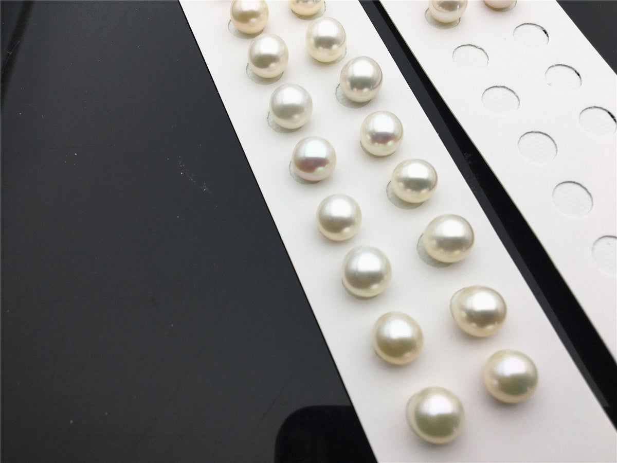 AAA 7.5-8mm/8-8.5mm white round freshwater pearls pair, for pearl earrings, for pearl ring, rp8-3ay-gj-1