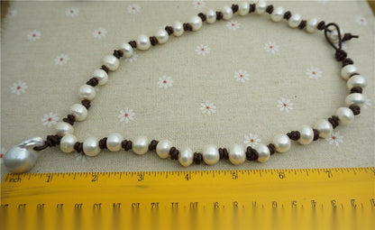 Flameball pearl and leather necklace, Baroque Freshwater Pearl Drop Necklace, Flaming ball pearl necklace, wholesale, Le2-017