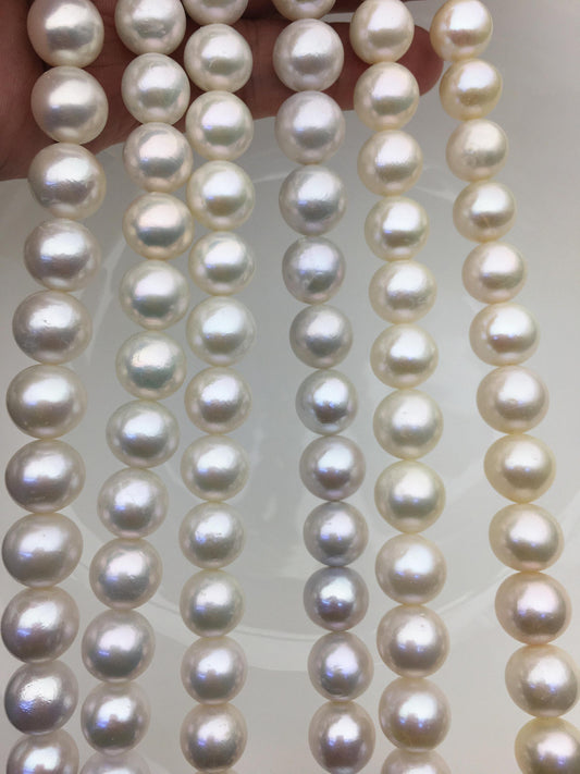 AA+ 11-13mm white round freshwater pearls, loose pearl beads, round pearl string, pearl necklace DIY jewelry material, RP11-2A-5