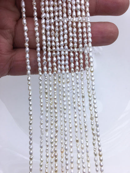 AA+ 2.3-2.5x3-4mm white rice freshwater pearls, rice loose pearl beads, diy pearl, genuine pearl, Cultured pearl, diy pearl beads, LR2-2A-5