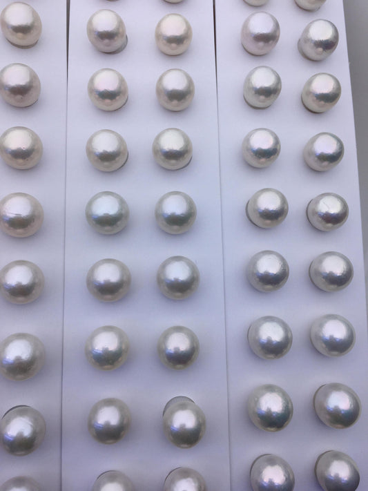 High Luster!10 pairs AA+ 12-13mm White Round edison freshwater pearl,ED12-3A-1-28