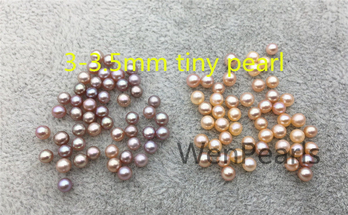 AAA 3-3.5mm purple pink seed pearl bead, small freshwater round loose pearl wholesale, tiny pearl supply, no hole, half drilled, RP3-3A-4