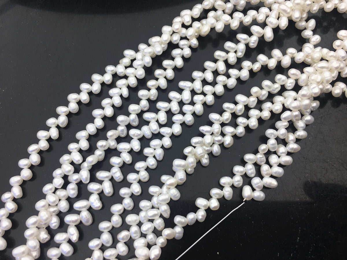 AA+ 3.5-4mm white rice pearls, full strand, oval loose pearl beads, diy pearl, genuine pearl, Cultured pearl, diy pearl beads, LR3-T2