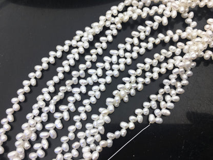 AA+ 3.5-4mm white rice pearls, full strand, oval loose pearl beads, diy pearl, genuine pearl, Cultured pearl, diy pearl beads, LR3-T2