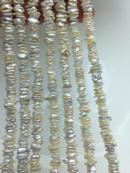AAA/AA+ 6-7mm White Keshi Freshwater pearls,Center drilled,ZS-128-12