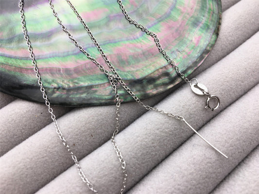 16" s925 Sterling Silver 0.65MM O Chain Necklace With Round Clasp, No adjust ball, need handmade finish part, S925 Chain Necklace, ASL-NC-5