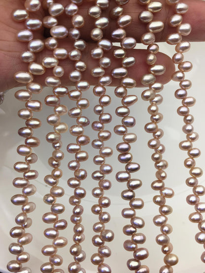 AAA 4-4.5mm purple rice freshwater pearls, Cultured white rice freshwater pearls beads strand, LR4-3A-46