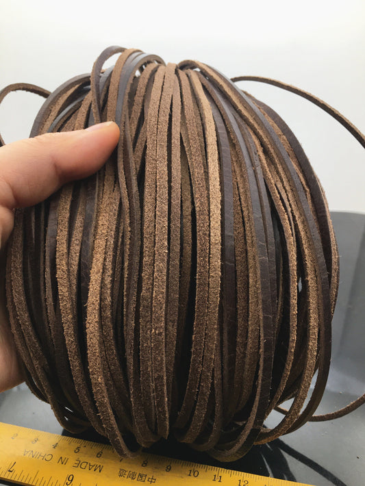 3mmx2mm Flat crazy-horse Oil Leather Cord, Soft Leather, Select Length, pull-up leather, Wholesale, Distressed Matte Finish, LC3-208