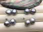 2 pairs AA+ 11.5-12.5mm big gray baroque round Pearl Stud Earrings, S925 sterling silver, freshwater pearl earrings, SE1-069-17