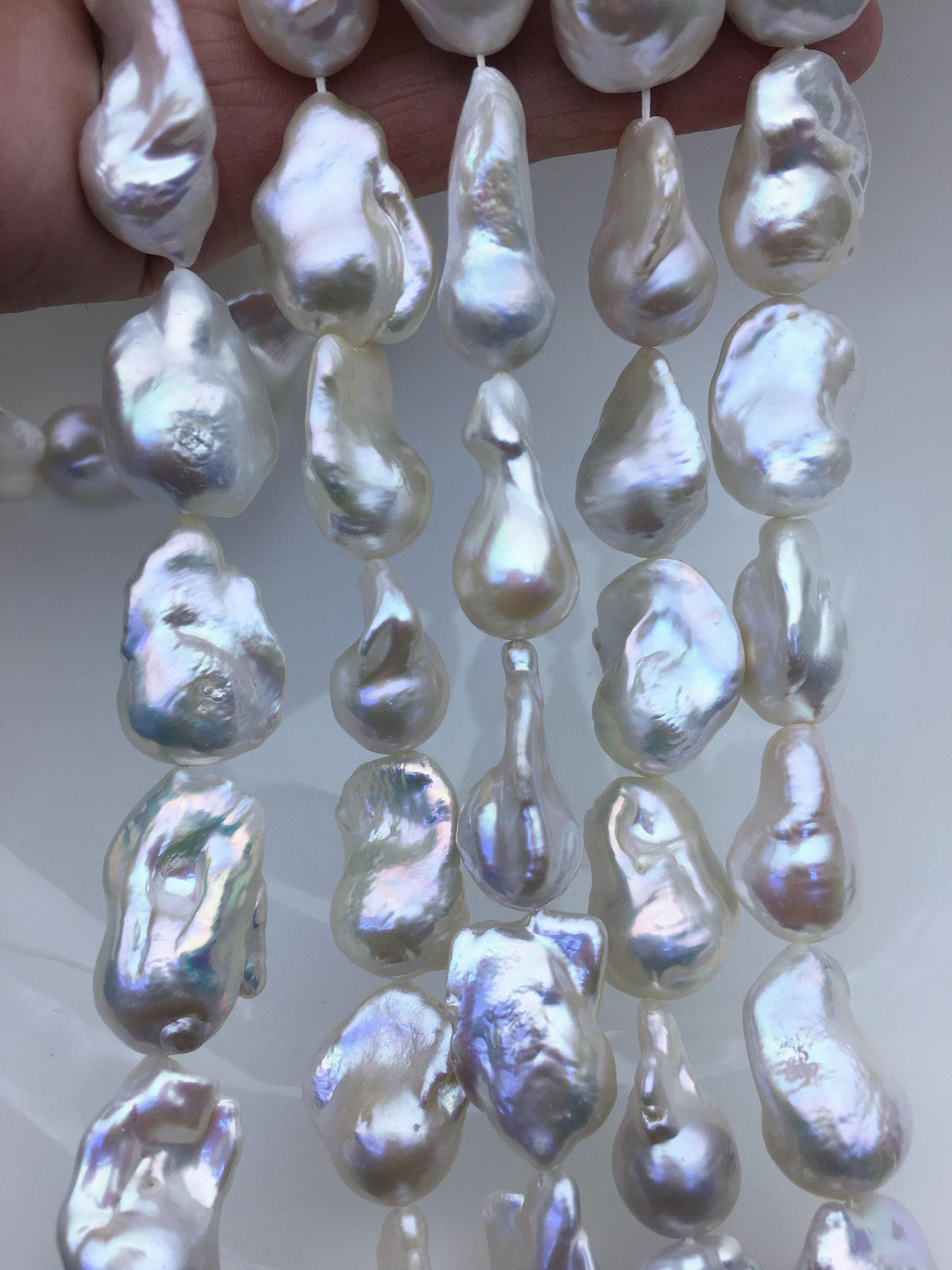 15.5'' AAA 14-18mm Natural White flame ball pearl,FL15-3A-7-42