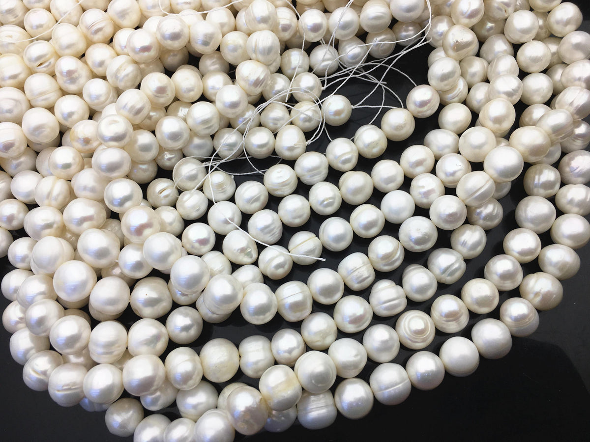 AA 11.3-12.3mm White Big Potato freshwater pearls, White freshwater pearl, pearl strand, big hole pearls, pearls for leather, CR12-2A-7