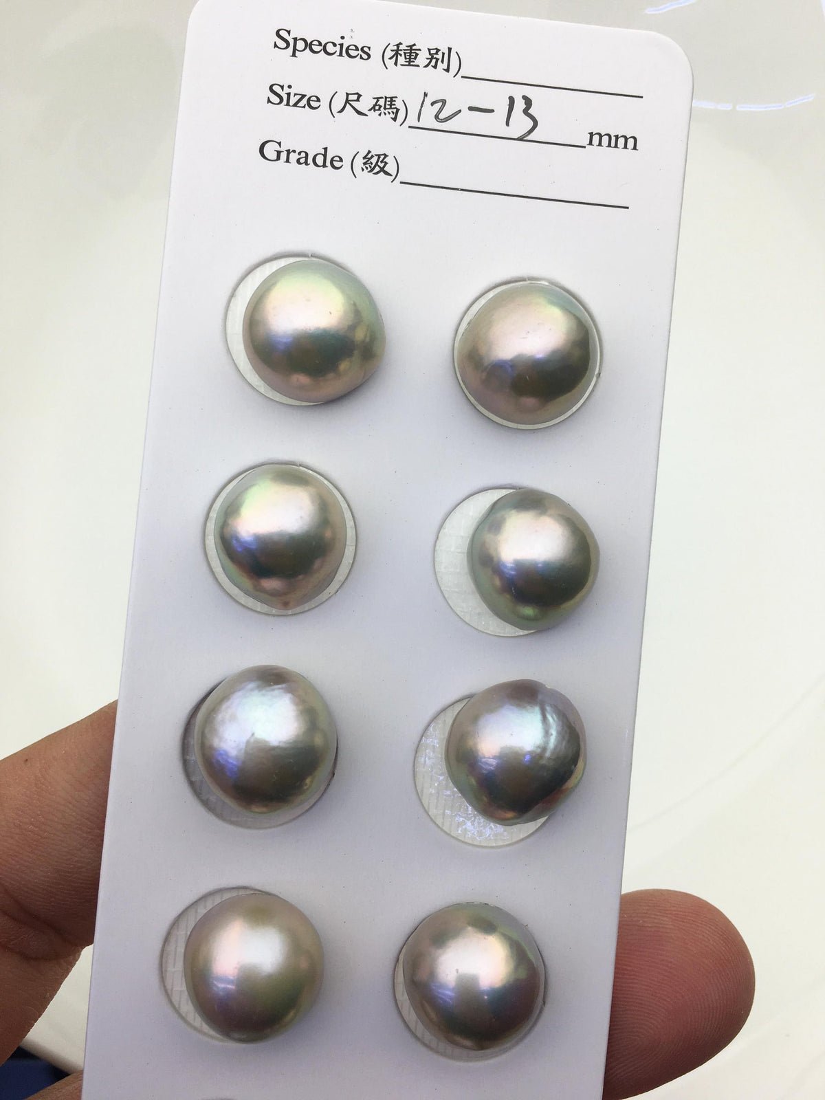 6 pairs AAA 12-13mm Gray Freshwater Mabe Pearl Pair,no hole,Half Ball Button Round Shape,MB-T34